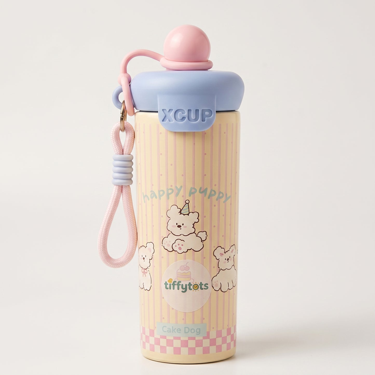 TiffyTots Premium Stainless Steel Kids Sipper Water Bottle with Straw & Carry Strap