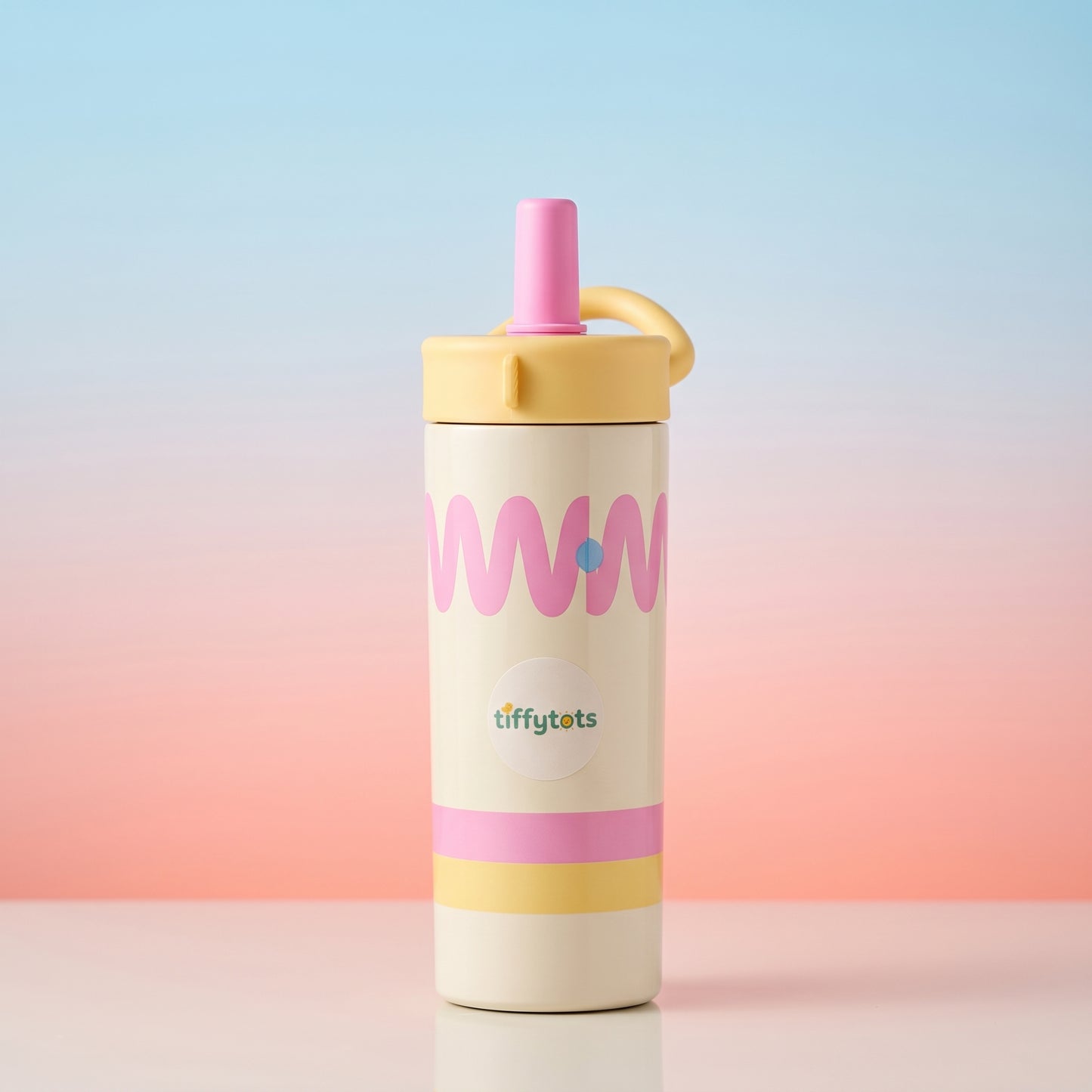 TiffyTots Pastel Kids Water Bottle with Straw