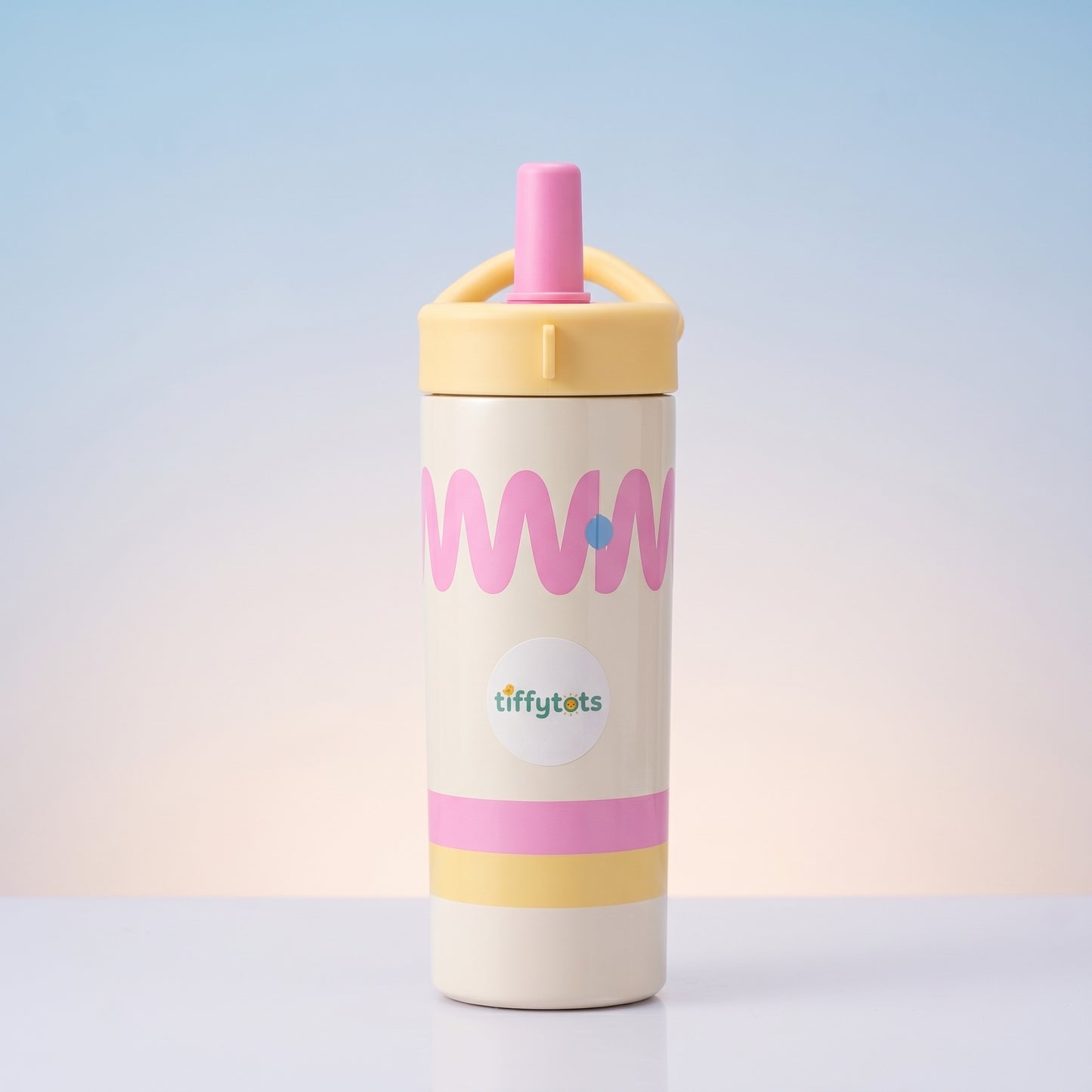 TiffyTots Pastel Kids Water Bottle with Straw