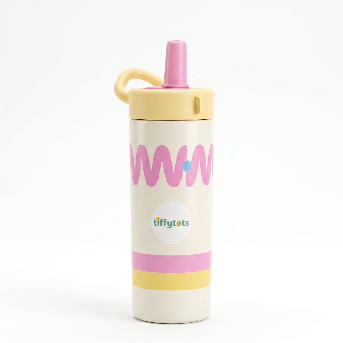 TiffyTots Pastel Kids Water Bottle with Straw