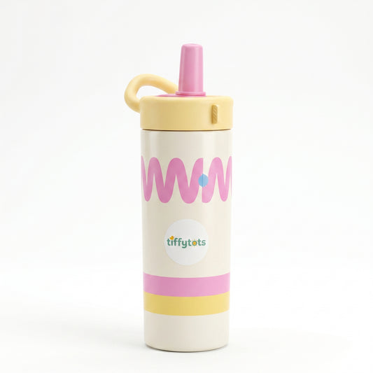 TiffyTots Pastel Kids Water Bottle with Straw